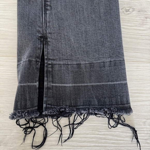 Lucky Brand Lolita Shrunken Boot Cut Kick Flare Slit Distressed Jeans Black 2/26 - Picture 6 of 7